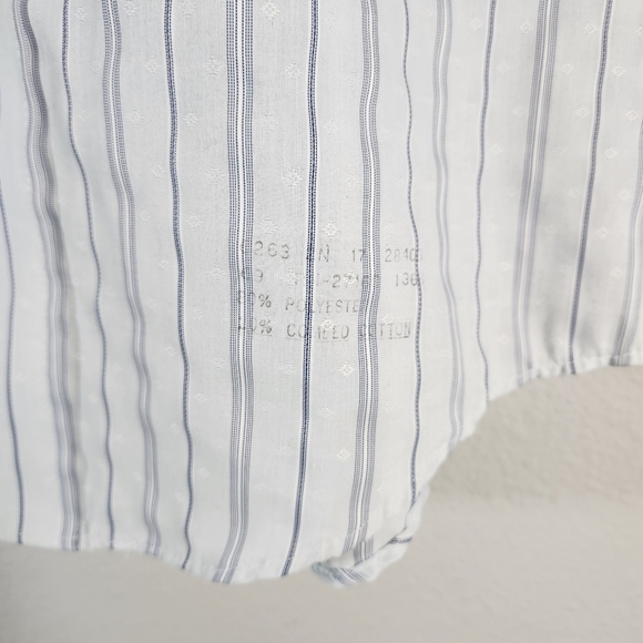 Vintage Mens 80s Single Needle Tailoring Pinstripe SS Point Collar Shirt-Size L - Picture 3 of 5